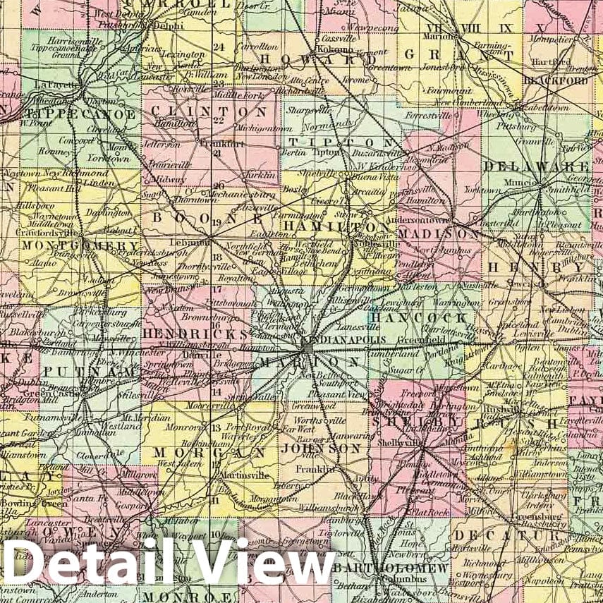 Historic Map : 1856 Indiana : Vintage Wall Art