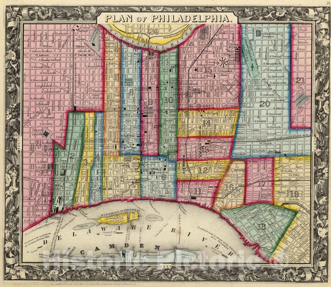 Historic Map : 1860 Plan Of Philadelphia. - Vintage Wall Art