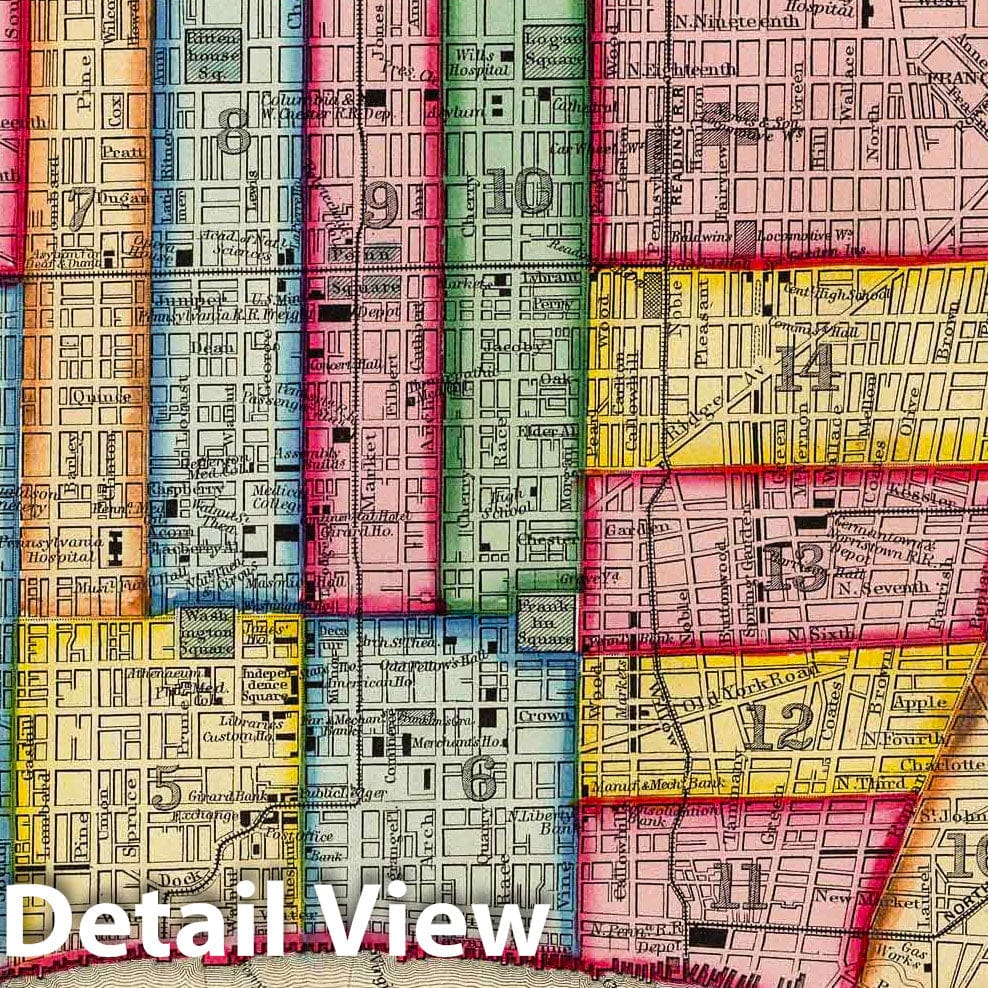 Historic Map : 1860 Plan Of Philadelphia. - Vintage Wall Art