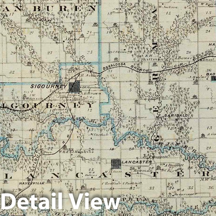 Historic Map : 1875 Map of Keokuk County, State of Iowa. - Vintage Wall Art