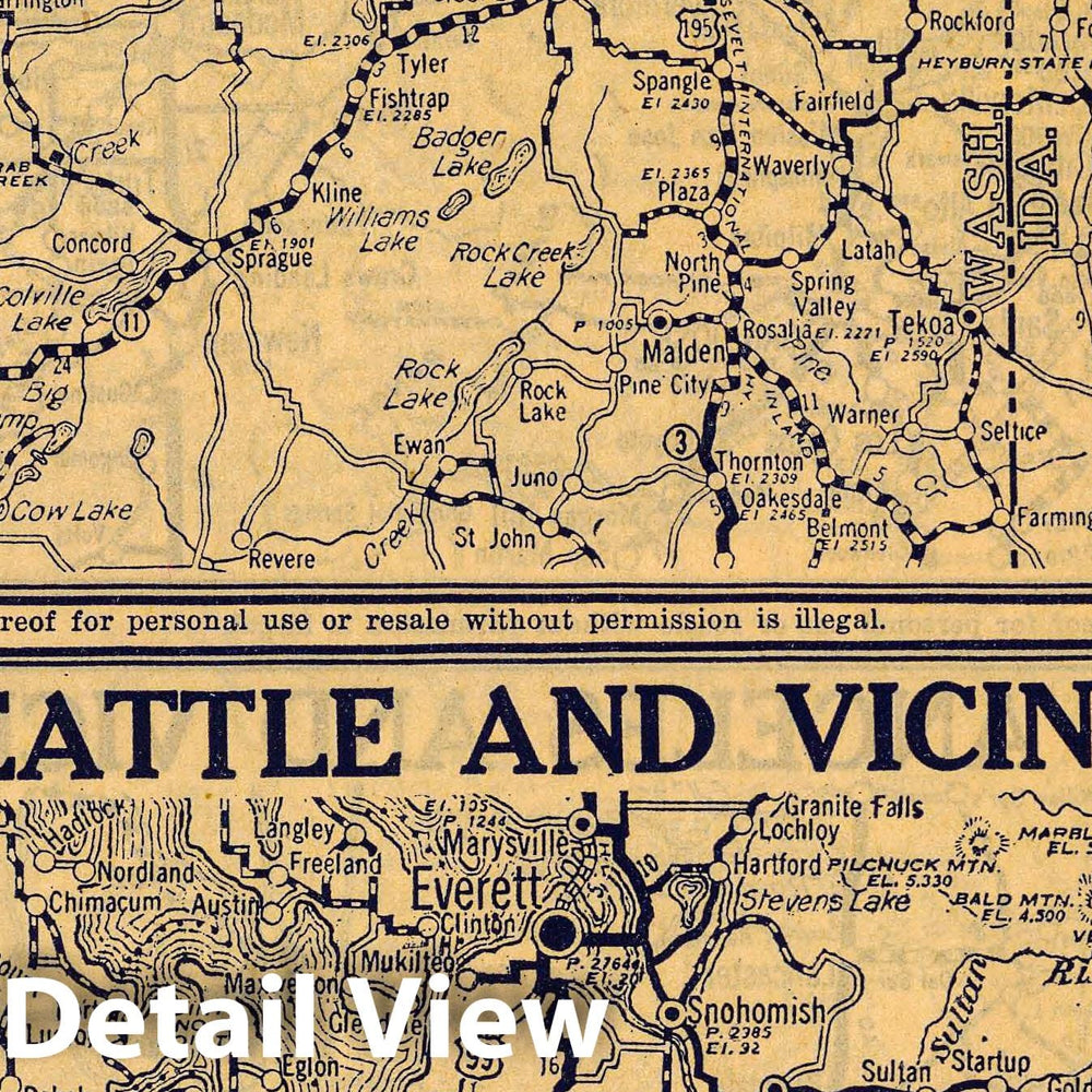 Historic Map : National Atlas - 1927 Spokane, Seattle. - Vintage Wall Art