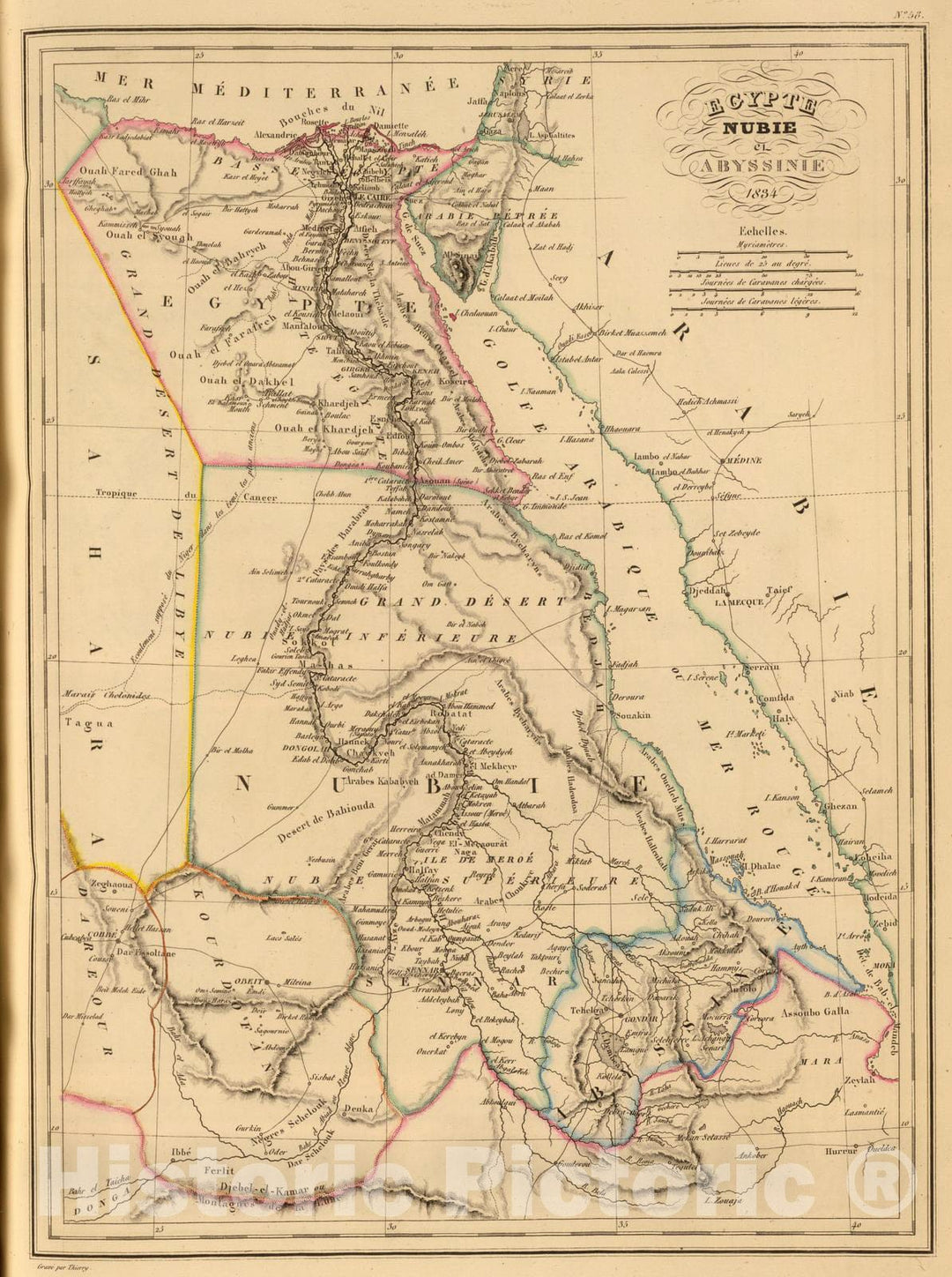 Historic Map : Egypt; Sudan, 1837 Egypte, Nubie et Abyssinie. , Vintage Wall Art