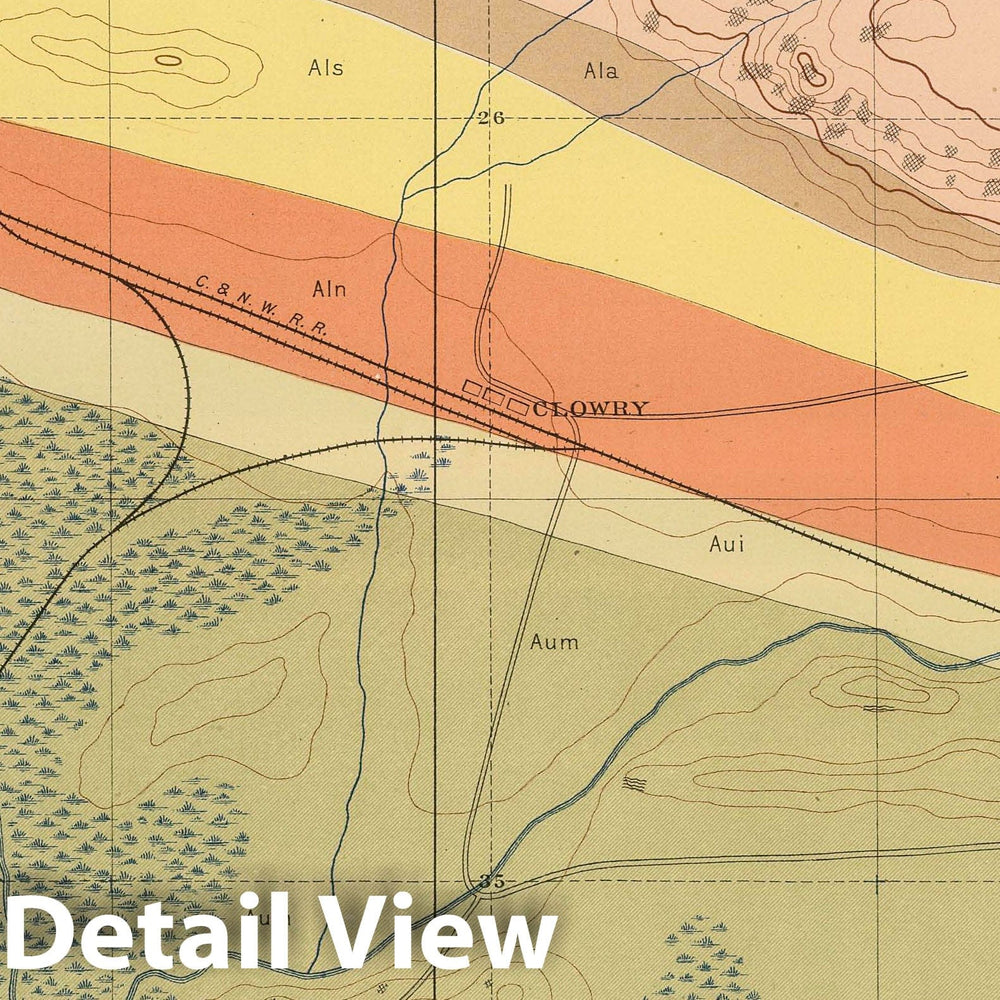 Historic Map : Geologic Atlas - 1896 Detailed Geology Sheet XVI. - Vintage Wall Art