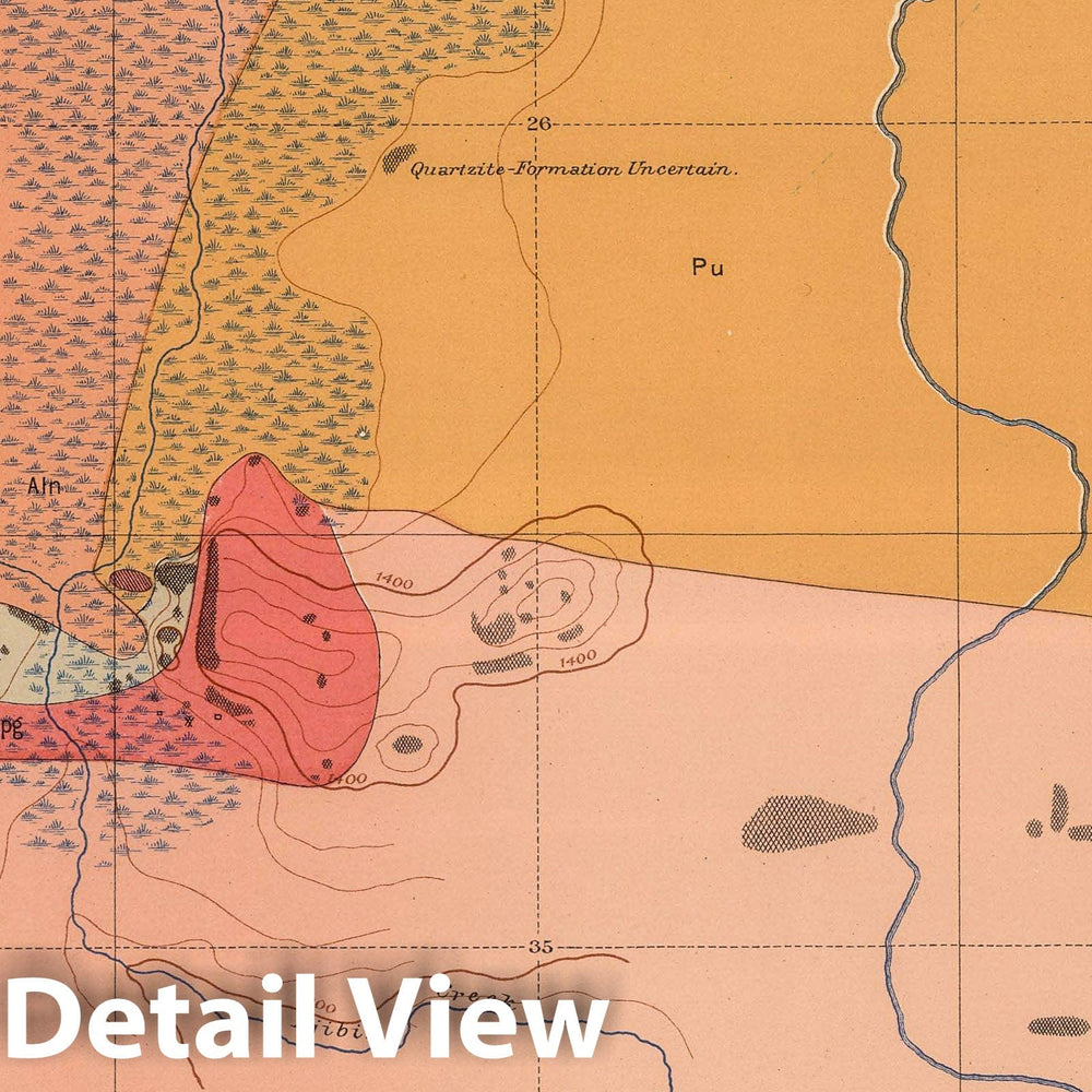 Historic Wall Map : Geologic Atlas - 1896 Detailed Geology Sheet XXXV. - Vintage Wall Art