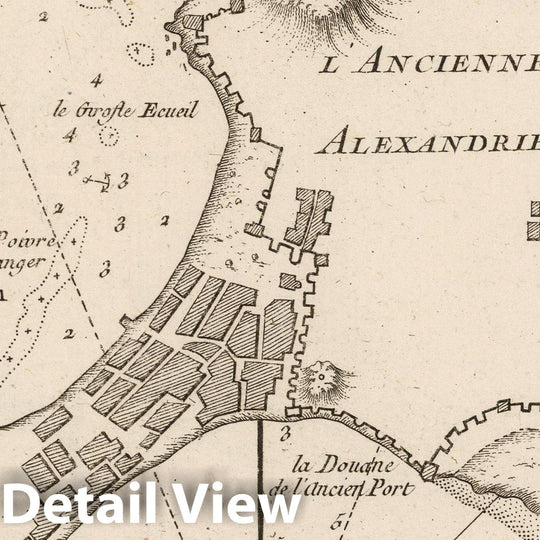 Historic Map : Egypt , Alexandria (Egypt), Mediterranean Sea, Africa 1764 Plan des Ports et Ville d'Alexandrie , Vintage Wall Art