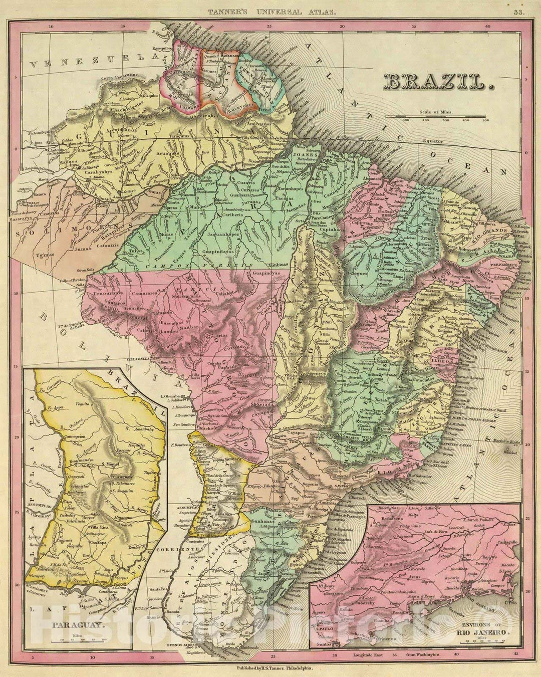 Historic Map : 1836 Brazil. - Vintage Wall Art