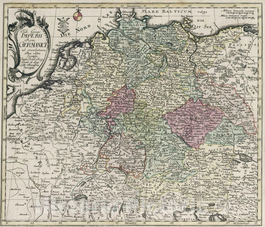 Historic Map : Germany, , Europe 1753 Tab. geogr: Imperii Rom Germanici , Vintage Wall Art