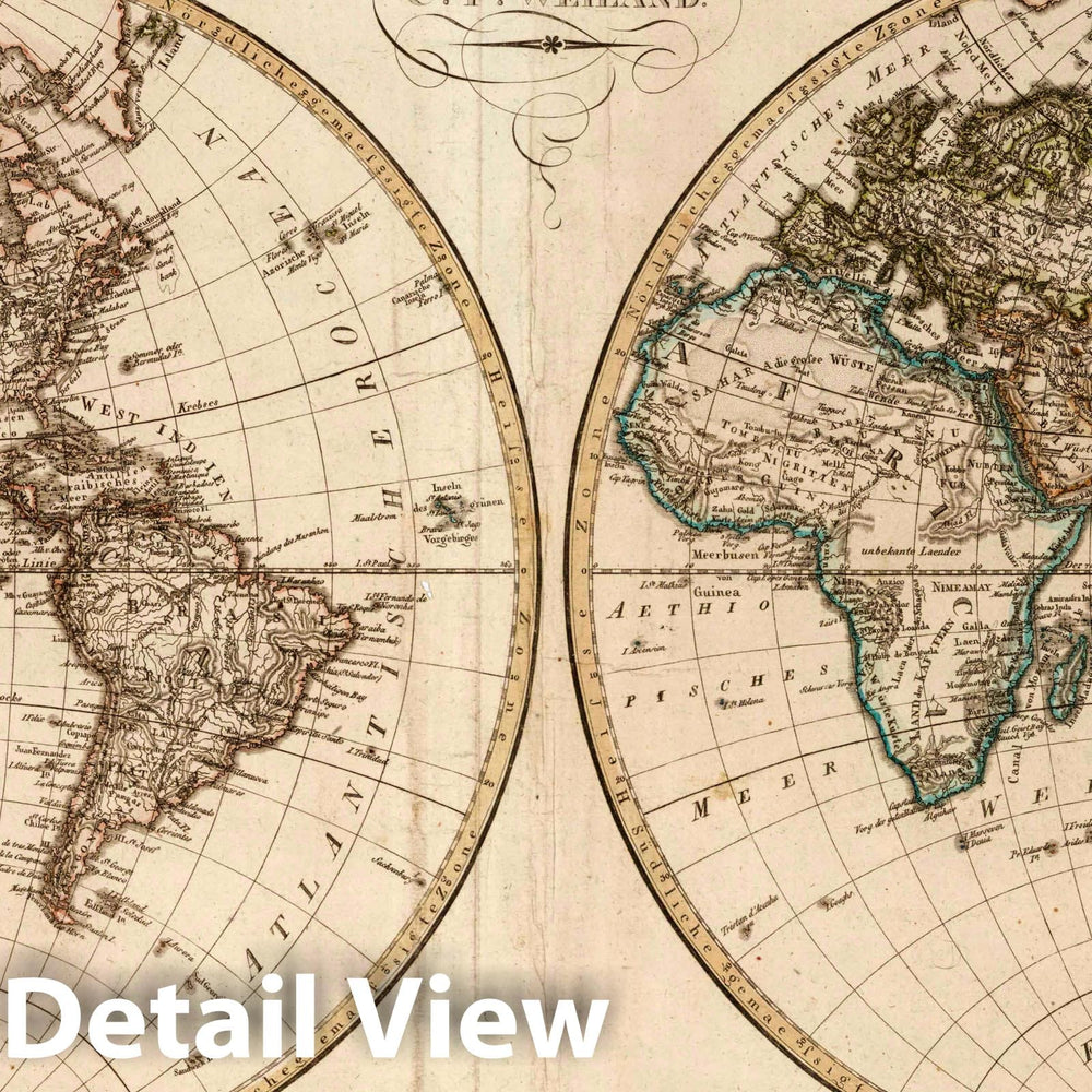 Historic Map : 1819 I. Eastern and Western Hemisphere. - Vintage Wall Art