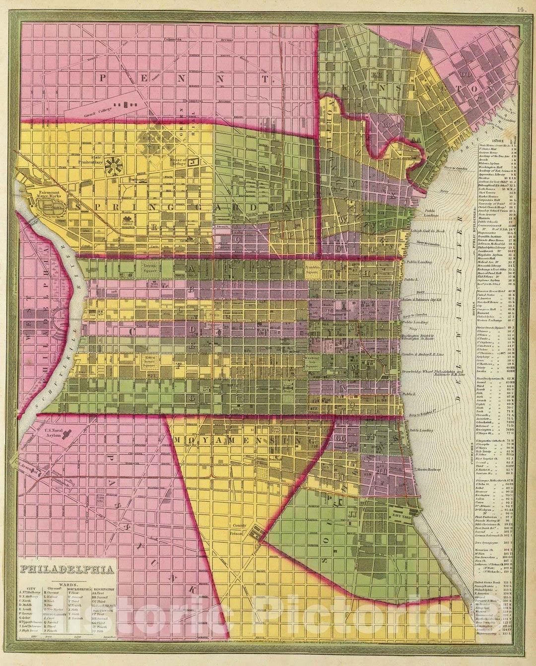 Historic Map : 1846 Philadelphia : Vintage Wall Art