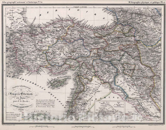 Historic Map : Turkey, 1834 50. Carte de l'Empire Ottoman en Asie. , Vintage Wall Art