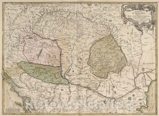 Historic Map : Hungary, Balkan Peninsula 1769 Le Royaume de Hongrie , Vintage Wall Art