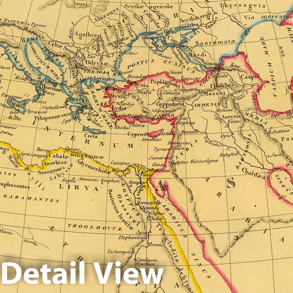 Historic Map : Greece; Turkey, Mediterranean 1837 Geographie d'Herodote. , Vintage Wall Art