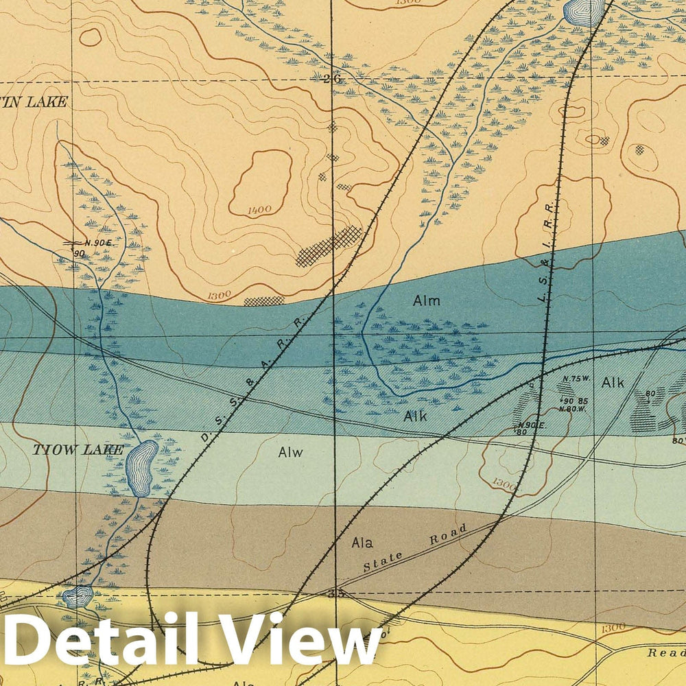 Historic Map : Geologic Atlas - 1896 Detailed Geology Sheet XXXIII. - Vintage Wall Art