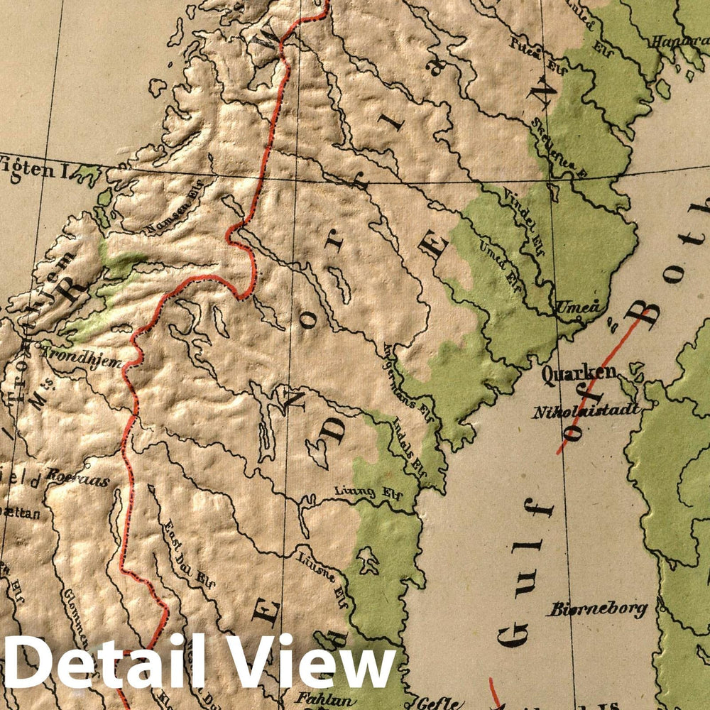 Historic Map : 1880 Scandinavia. v2 - Vintage Wall Art