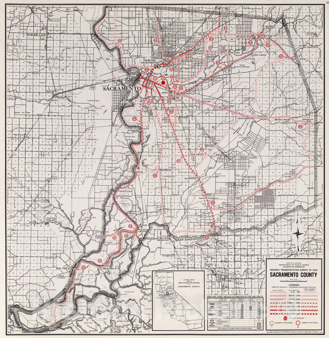 Historic Map : 1935 Sacramento County. - Vintage Wall Art