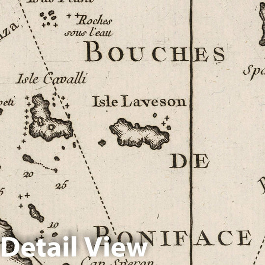 Historic Map : Corsica , France 1764 Carte des Bouches de Boniface entre la Corse et la Sardaigne , Vintage Wall Art