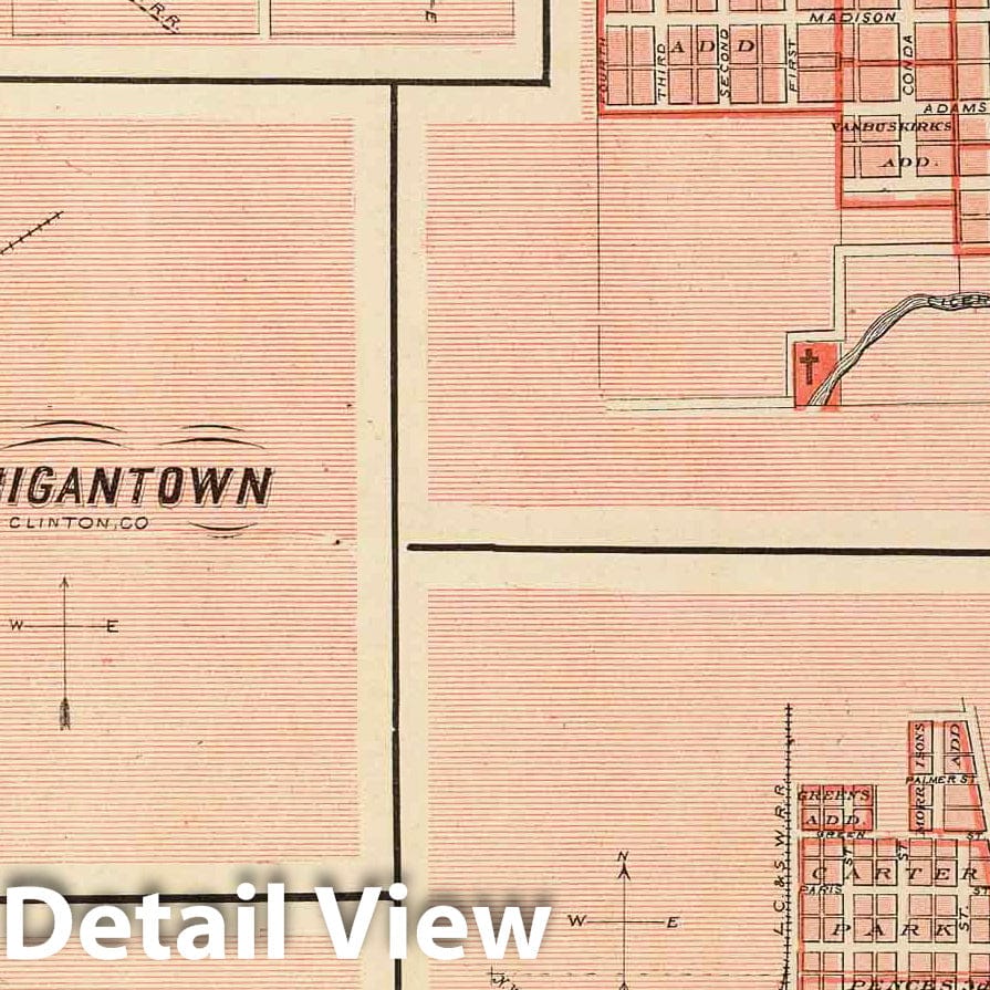 Historic Map : 1876 Frankfort, Clinton Co. (with) Tipton, Rossville, Windfall, Michigantown, Colfax. - Vintage Wall Art