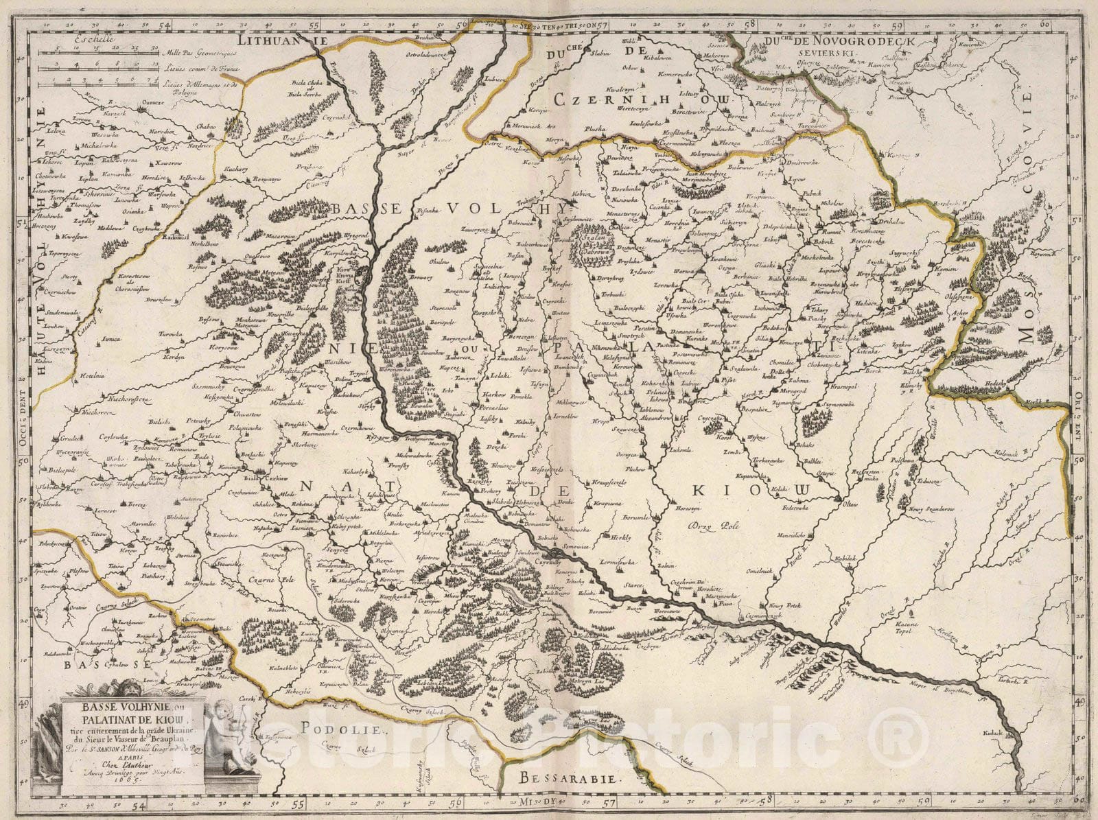 Historic Map : 1665 Lower Volyn, Ukraine. - Vintage Wall Art