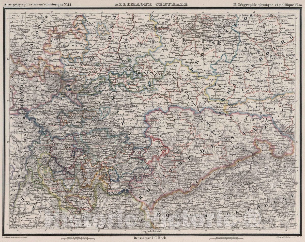 Historic Map : Germany, 1834 44. Allemagne Centrale. , Vintage Wall Art