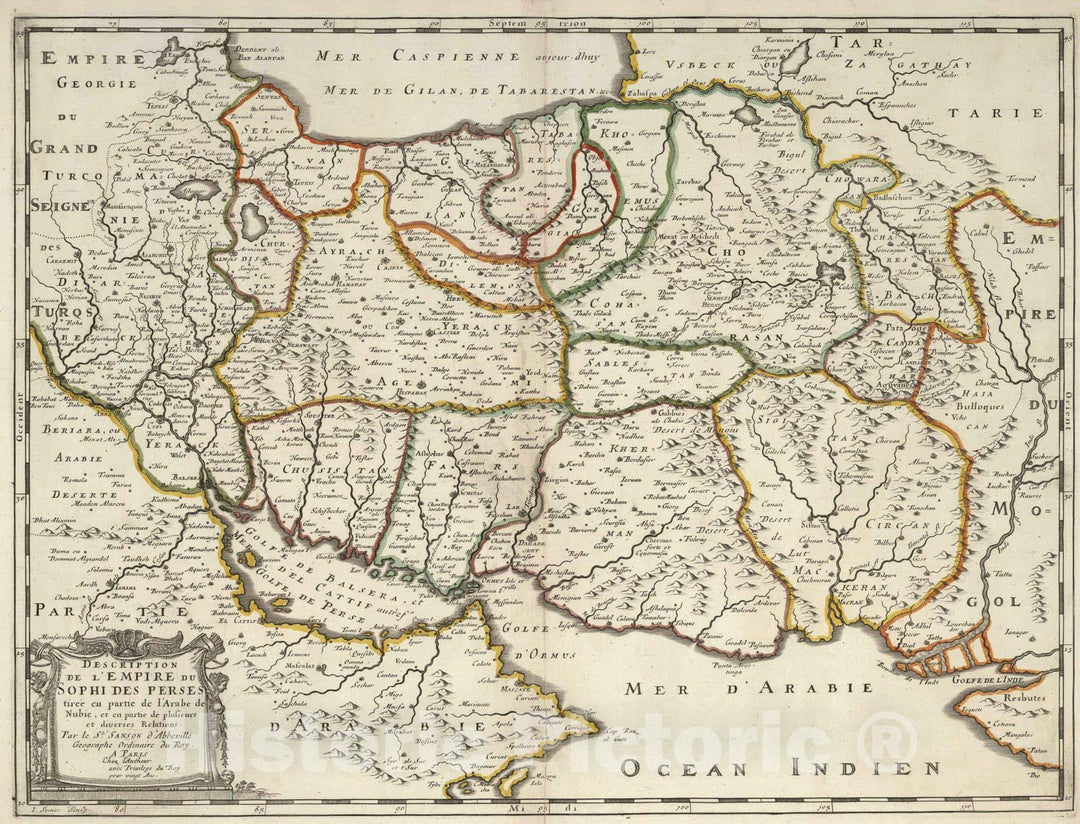 Historic Map : 1697 Description of the Empire of Sophi of Persia. - Vintage Wall Art