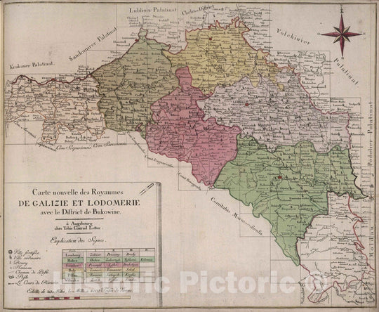 Historic Map : Ukraine, 1788 Carte nouvelle des Royaumes de Galizie et Lodomerie. , Vintage Wall Art