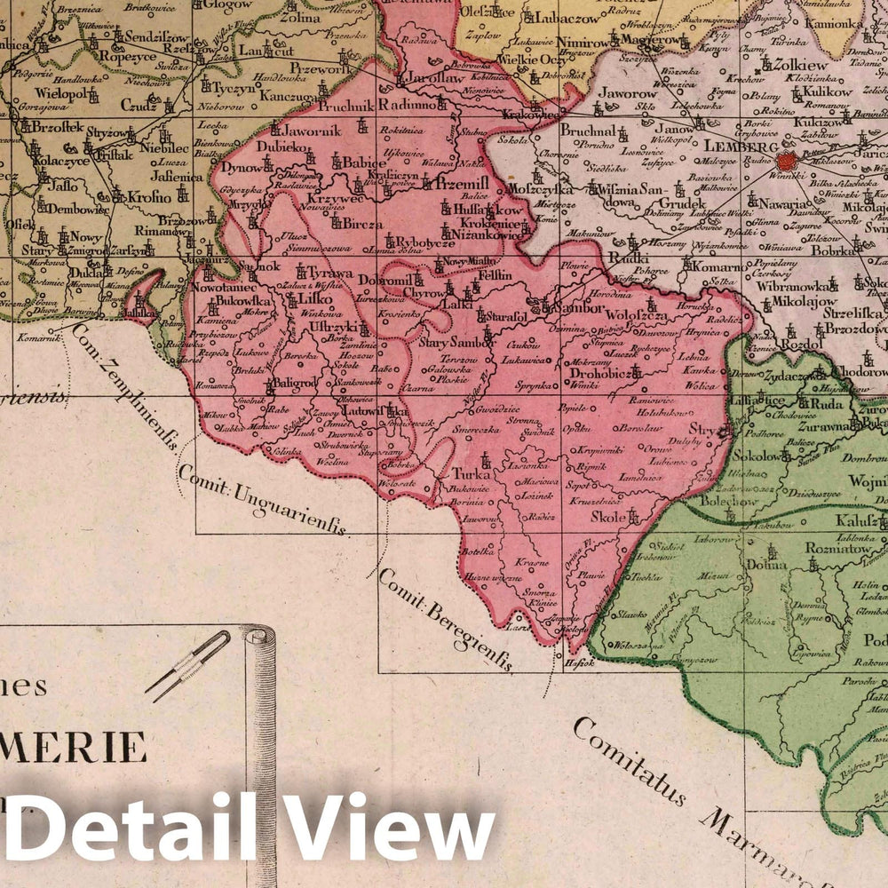 Historic Map : Ukraine, 1788 Carte nouvelle des Royaumes de Galizie et Lodomerie. , Vintage Wall Art