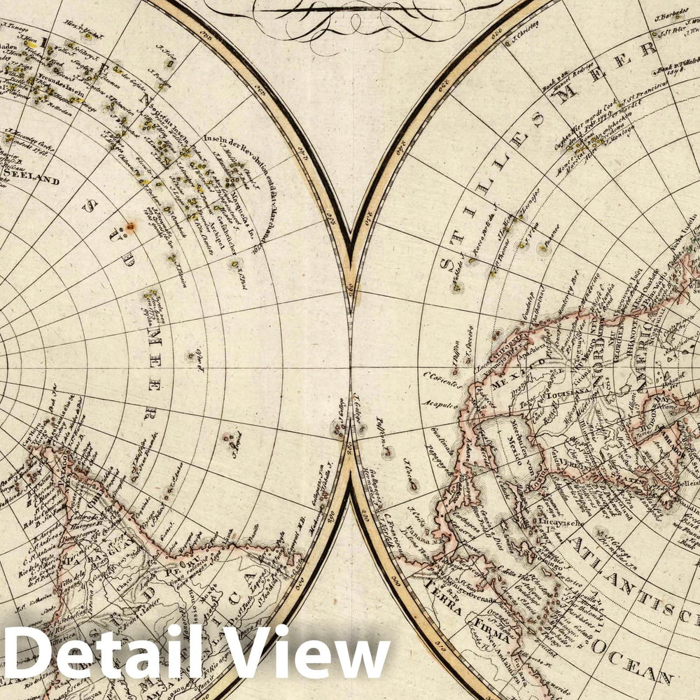 Historic Map : 1817 II. Southern and Northern hemisphere of the earth according to the latest discoveries. - Vintage Wall Art