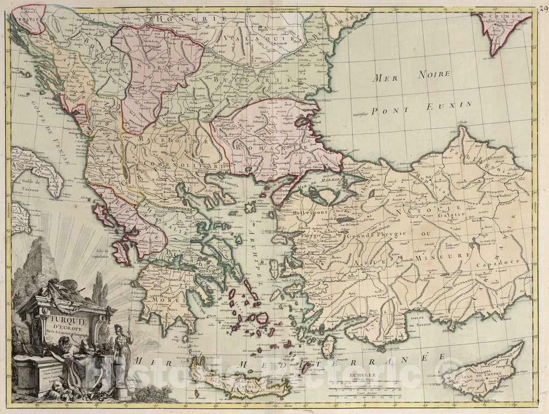 Historic Map : Turkey, , Europe 1763 Turquie d'Europe , Vintage Wall Art