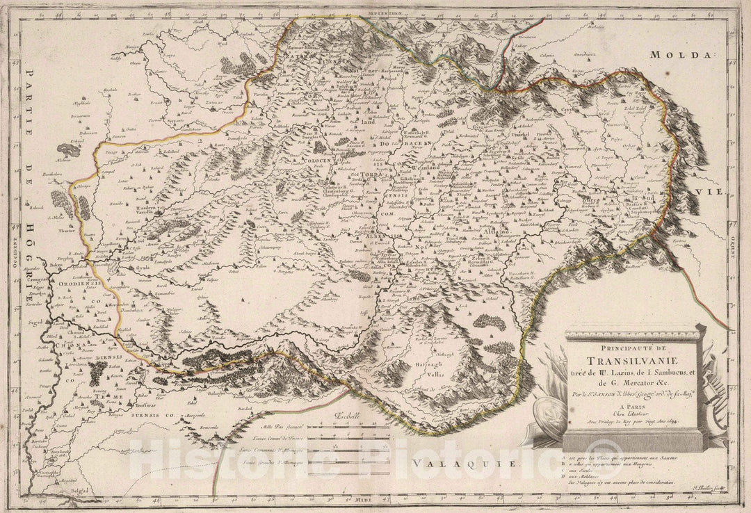 Historic Map : 1694 Principality of Transylvania, Romania. - Vintage Wall Art