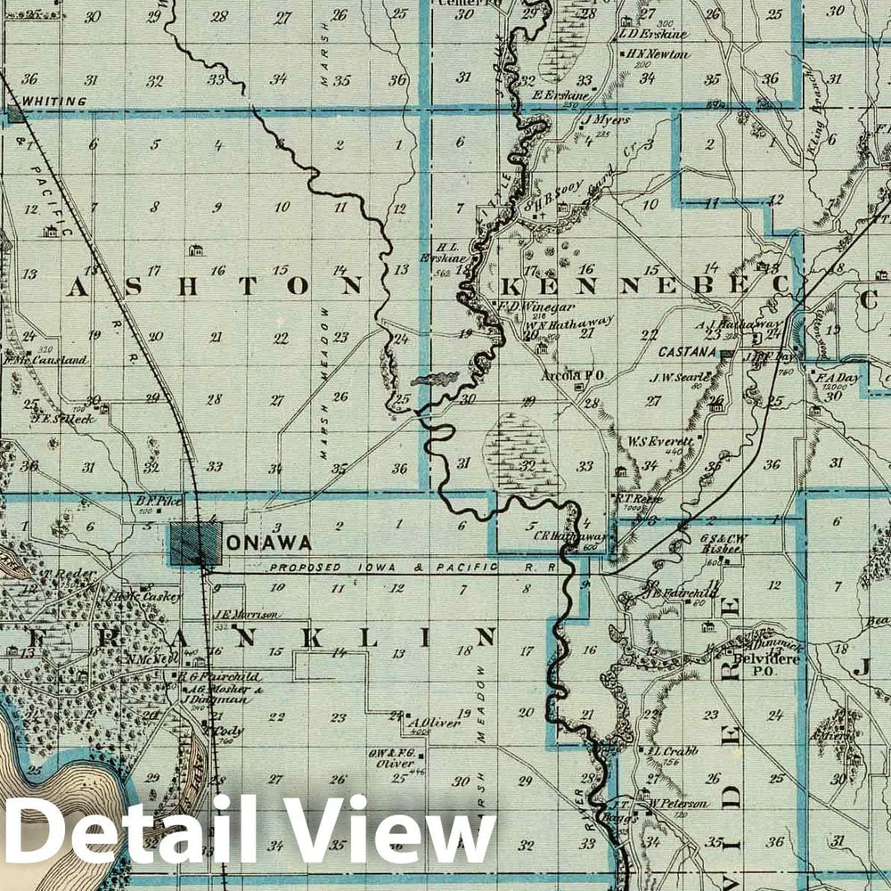 Historic Map : 1875 Map of Monona County, State of Iowa. v2 - Vintage Wall Art