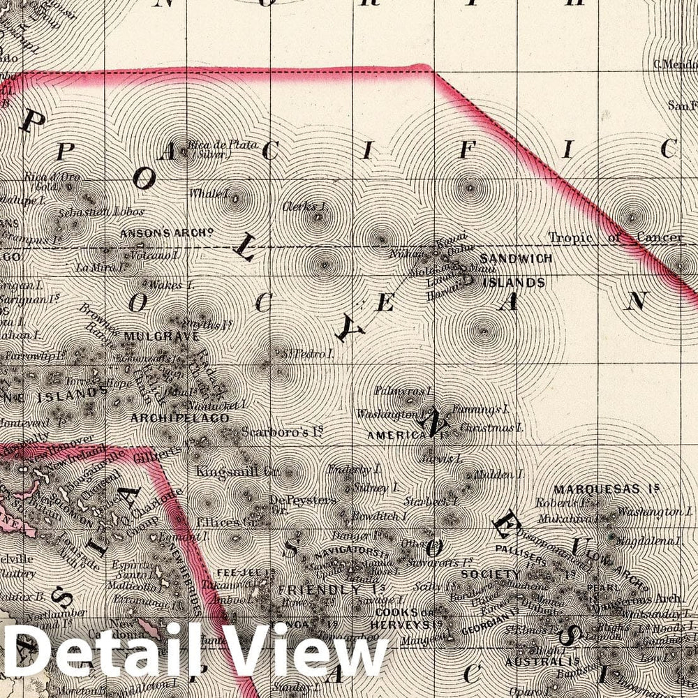 Historic Map : 1877 Map of Oceanica, exhibiting its various divisions, island groups - Vintage Wall Art