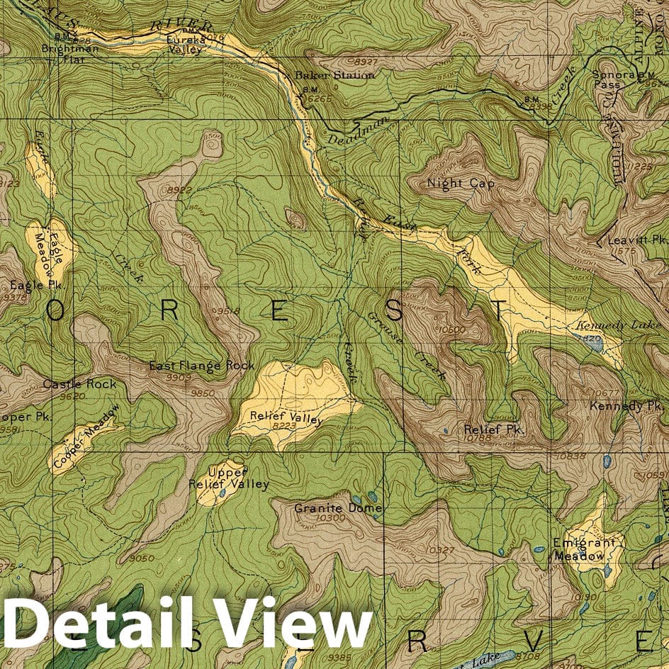 Historic Map : Geologic Atlas - 1900 Plate XC. Dardanelles Quadrangle, California. Land Classification and Density of Standing Timber. - Vintage Wall Art