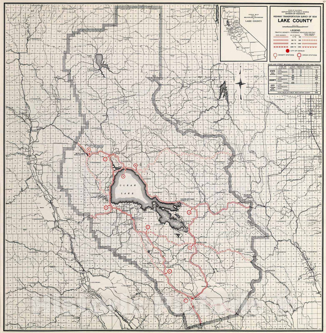 Historic Map : 1935 Lake County. - Vintage Wall Art