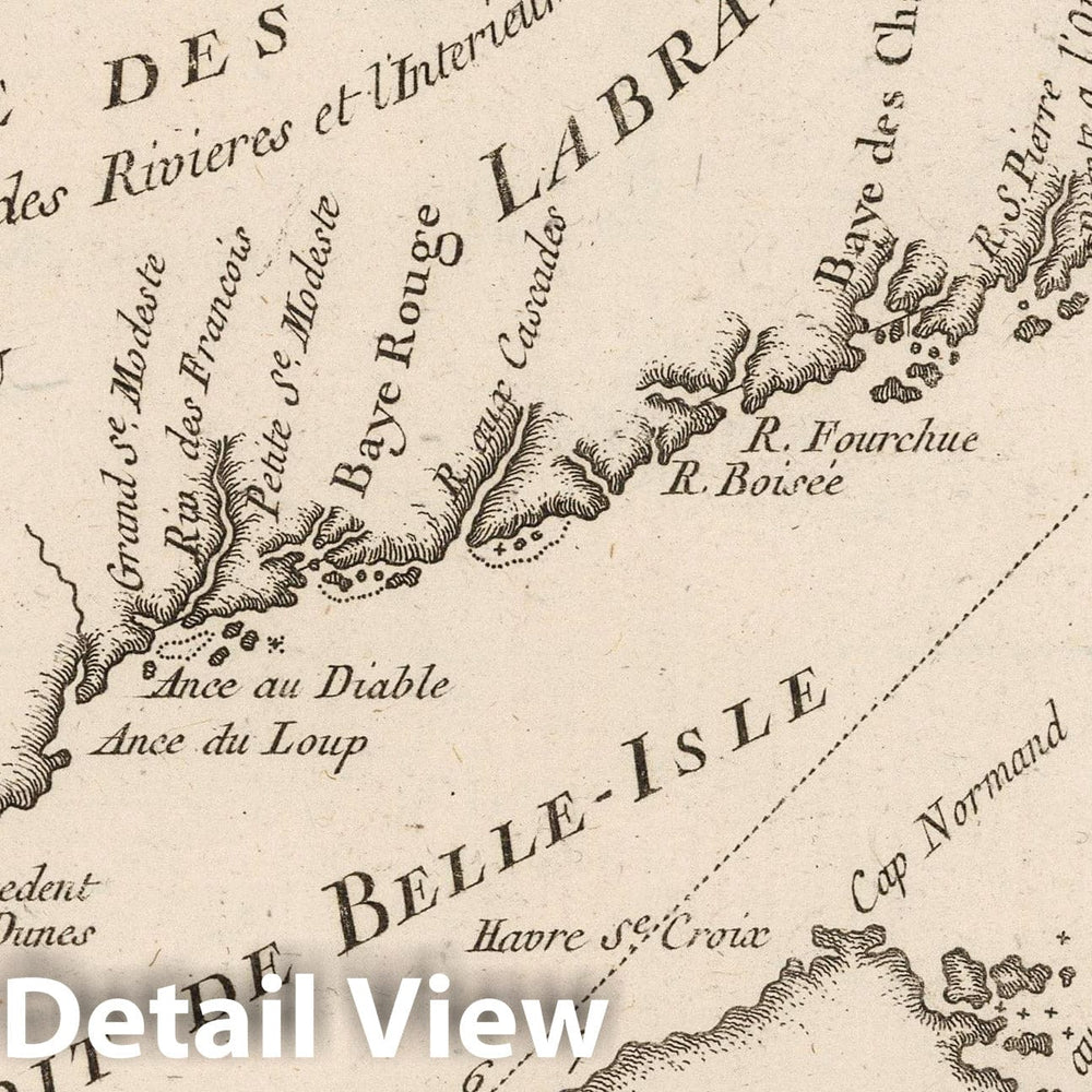 Historic Map : Detroit (Mich.), Belle Isle 1764 Le Detroit de Belle-Isle , Vintage Wall Art