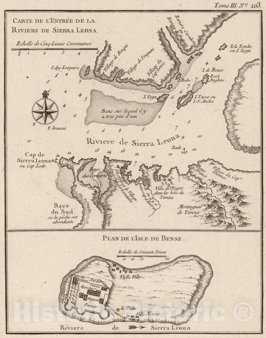 Historic Map : Sierra Leone, , Africa 1764 Carte De L'Entre?e De La Riviere De Sierra Leona , Vintage Wall Art