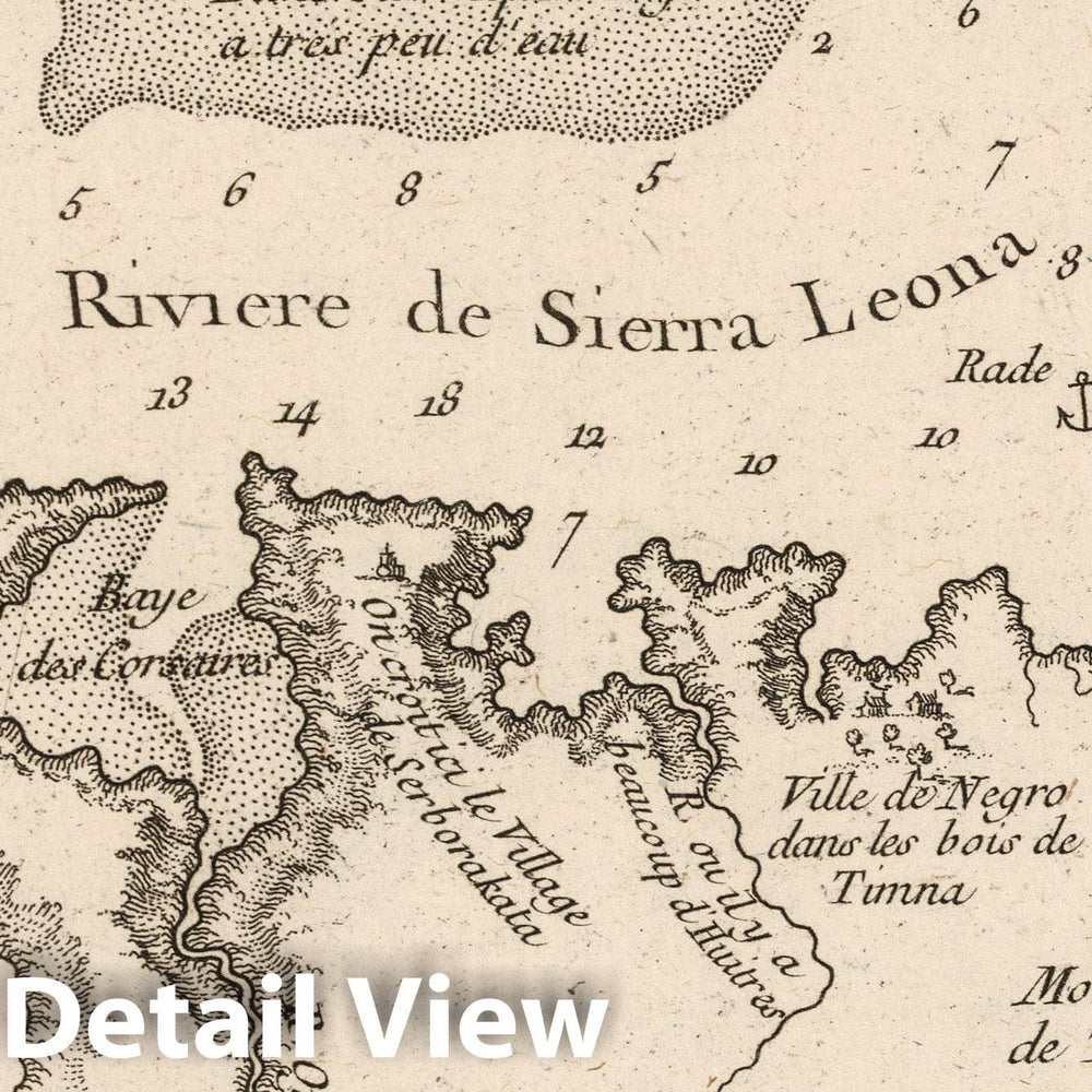 Historic Map : Sierra Leone, , Africa 1764 Carte De L'Entre?e De La Riviere De Sierra Leona , Vintage Wall Art