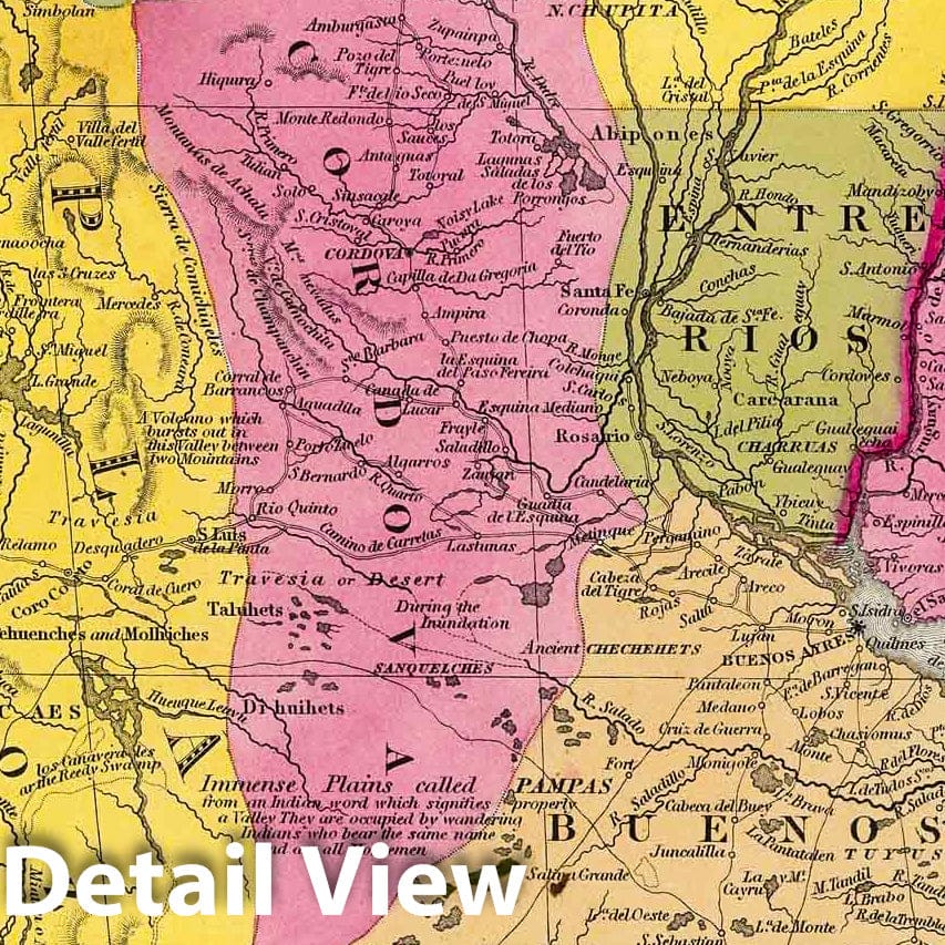 Historic Map : Argentina; Chile; Uruguay, Patagonia (Argentina and Chile) 1846 Chili, La Plata And Uruguay. , Vintage Wall Art