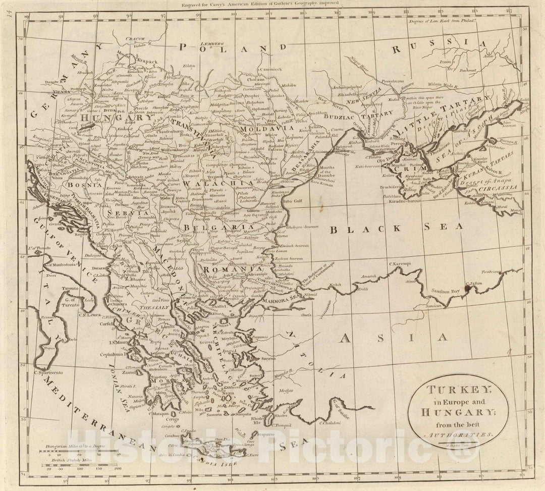 Historic Map : 1811 Turkey, in Europe and Hungary. - Vintage Wall Art