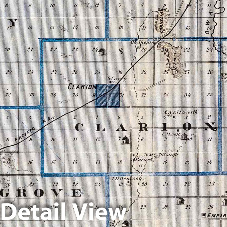 Historic Map : 1875 Map of Wright County, State of Iowa. - Vintage Wall Art