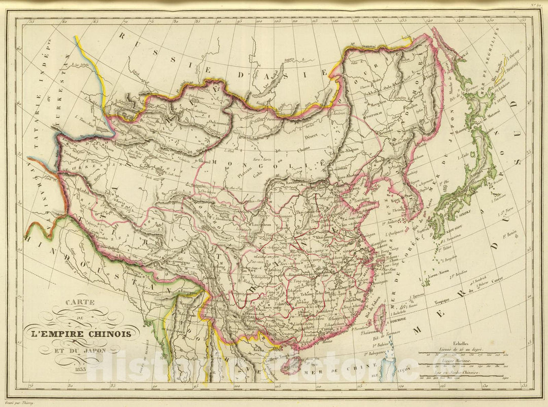 Historic Map : China; Mongolia, 1837 L'Empire Chinois et du Japon. , Vintage Wall Art