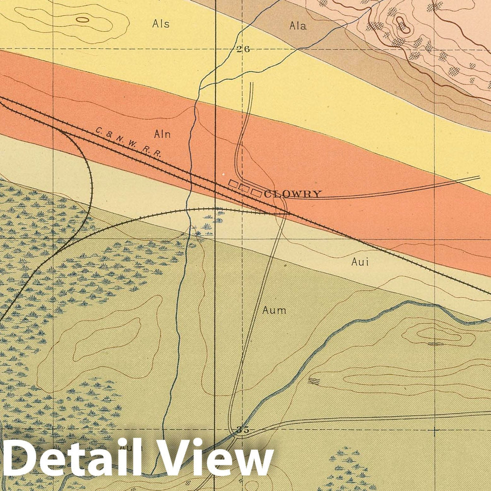 Historic Map : Geologic Atlas - 1896 Detailed Geology Sheet XV. - Vintage Wall Art