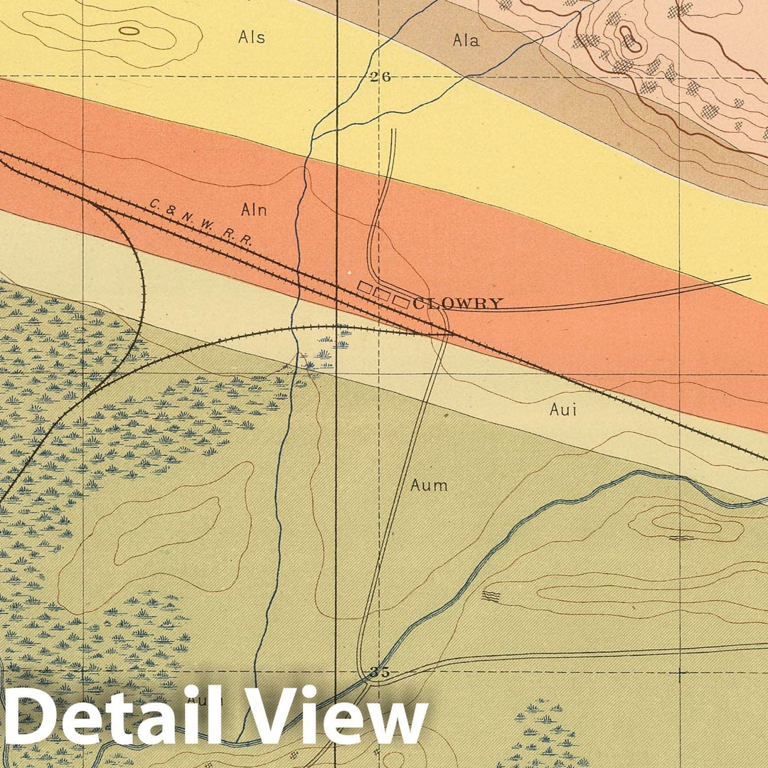 Historic Map : Geologic Atlas - 1896 Detailed Geology Sheet XV. - Vintage Wall Art