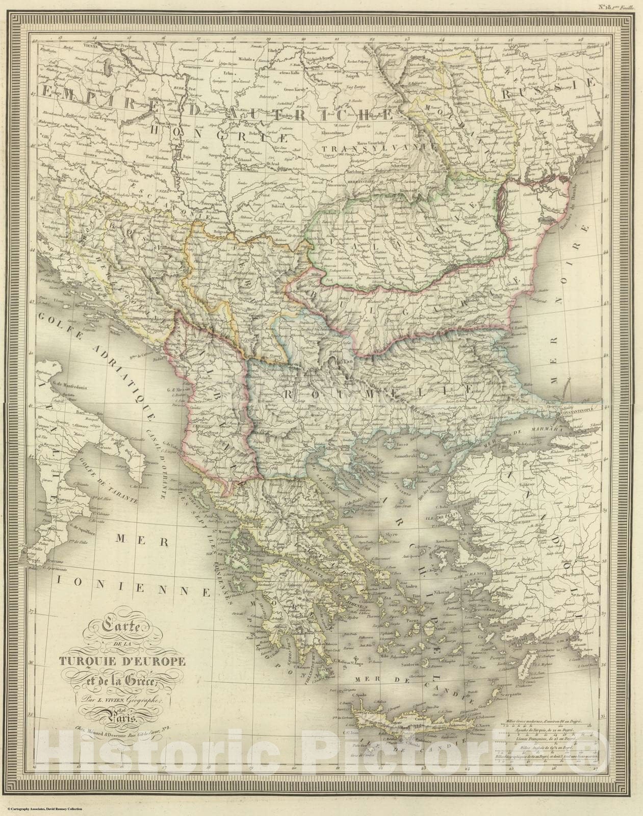 Historic Map : Greece; Turkey, 1826 Composite: Carte de la Turque d'Europe et de la Grece. , Vintage Wall Art