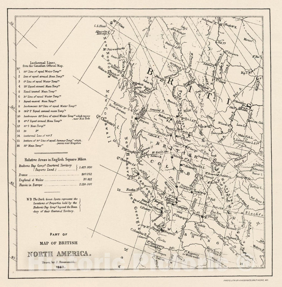 Historic Map : 1863 Part of Map of British North America. Arrowsmith. - Vintage Wall Art