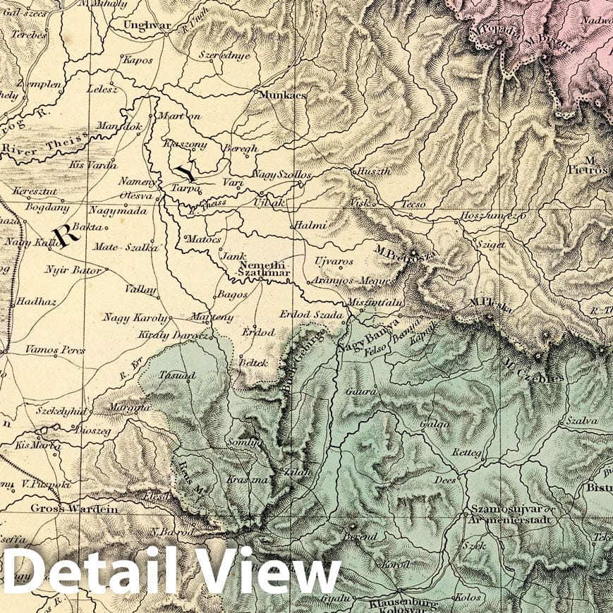 Historic Map : 1865 Austrian Dominions II. Galizia, Eastern Hungary, and Transylvania. - Vintage Wall Art