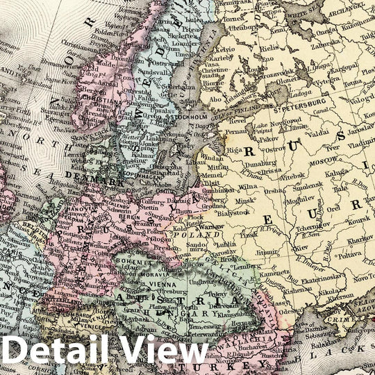 Historic Map : 1874 Map of Europe, showing its gt. political divisions - Vintage Wall Art