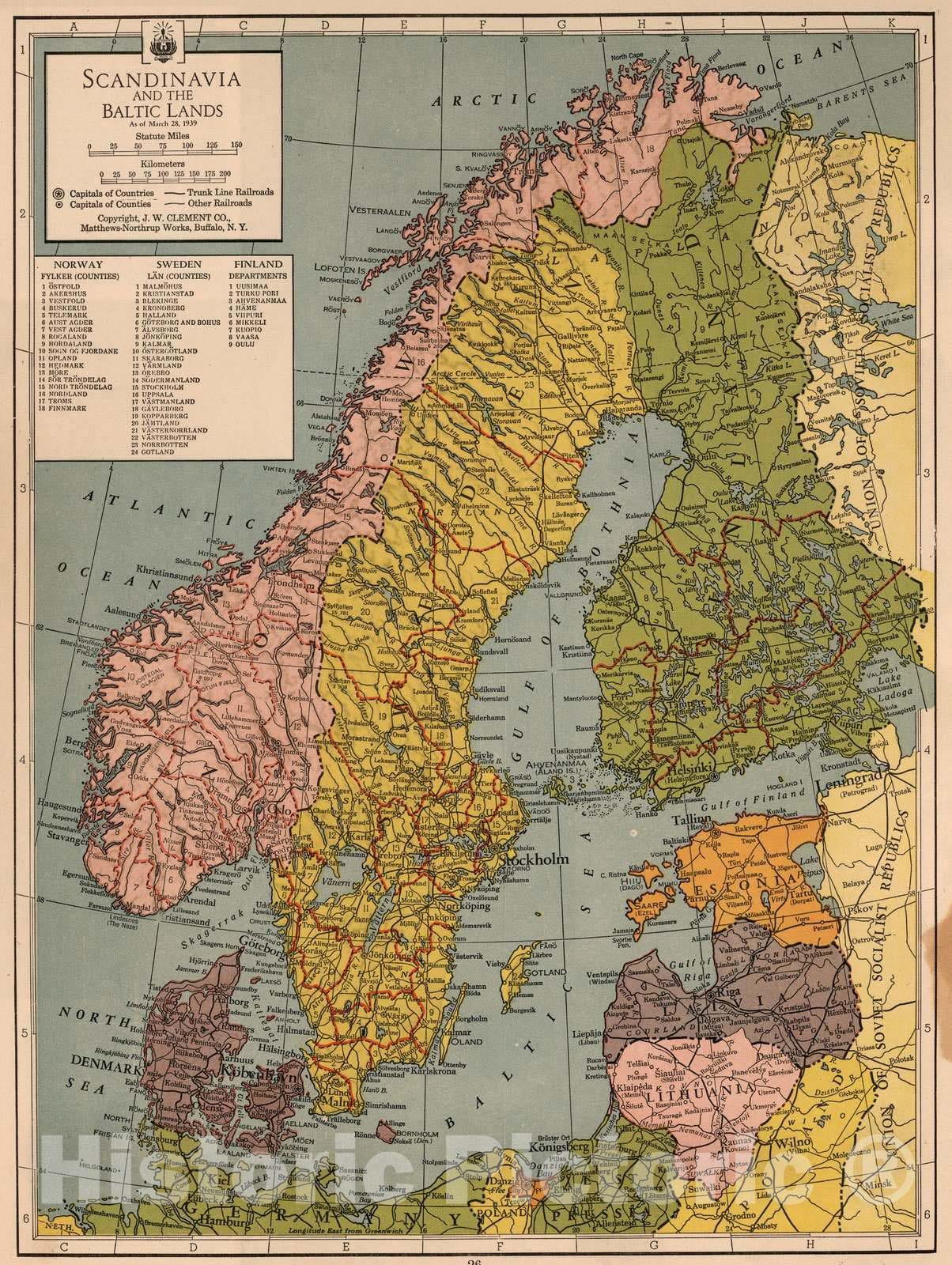 Historic Map : 1943 Scandinavia and Baltic Lands - Vintage Wall Art