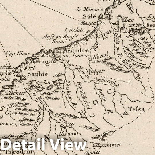 Historic Map : Morocco, North Africa 1764 Carte des Royaumes de Fez et de Maroc , Vintage Wall Art