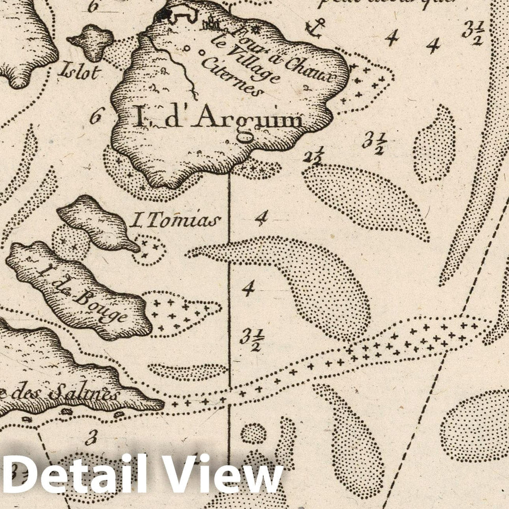 Historic Wall Map : West Africa 1764 Plan de la Baye et Isle d'Arguim. Leve par un Pilote francois , Vintage Wall Art