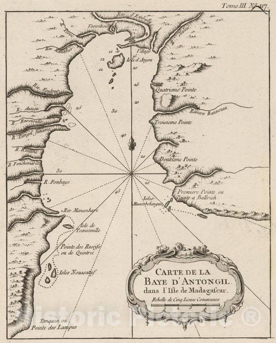 Historic Map : Madagascar, , Africa 1764 Carte de la Baye d'Antongil dans l'Isle de Madagascar , Vintage Wall Art